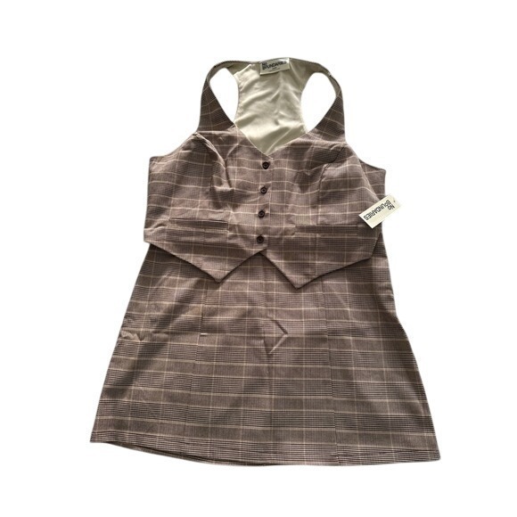 No Boundaries Women M Plaid Vest Mini Skirt Set Clueless‎ Office Siren 90's Y2K - Picture 4 of 10